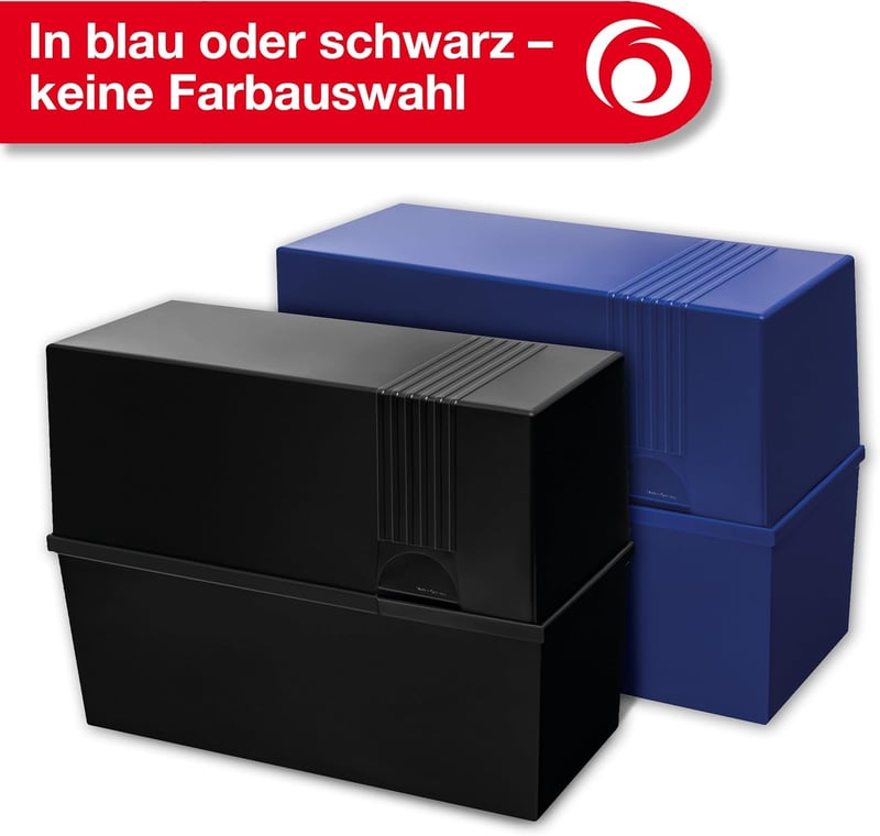 Herlitz DIN A5 Kartotékdoboz Kék/Fekete 300 Kártyához Műanyag - A5, Blue Or Black