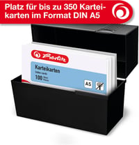 Herlitz DIN A5 Kartotékdoboz Kék/Fekete 300 Kártyához Műanyag - A5, Blue Or Black 6