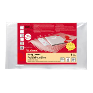 Herlitz easy cover samoljepljiva folija za korice knjiga, prozirna, za školske knjige, 5 komada