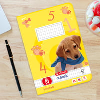 Školský zošit Herlitz x.book A5, 8-riadkový, s okrajom, 16 listov, 80 g/m², papier s certifikátom FSC, motív psíka, balenie 4 ks 9
