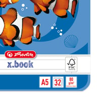 Herlitz x.book linajkový zošit A5, typ 9, s okrajom, 32 listov, balenie 5 ks, 4. ročník 5