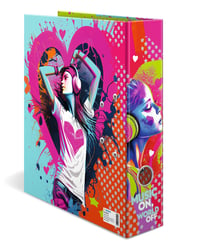 Zakladač na krúžky HERMA 20102 A4 s motívom Music Girl, šírka 7 cm, kartónový, s vnútornou potlačou, na školské a kancelárske použitie 2
