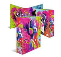 Zakladač na krúžky HERMA 20102 A4 s motívom Music Girl, šírka 7 cm, kartónový, s vnútornou potlačou, na školské a kancelárske použitie 7