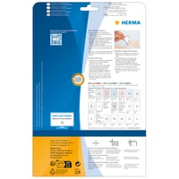 HERMA 4587 Menovky odnímateľné, 80x50 mm, 100 ks, biele samolepiace potlačiteľné menovky z acetátového hodvábu, 10 hárkov 2
