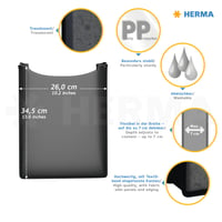 HERMA Flexi box na zošity A4 do školskej tašky – 34,5 x 26 x 7 cm, otvorený zhora, z priehľadného PP materiálu, čierny, na zošity a krúžkové zakladače 5