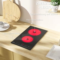 Hermitlux 2 égőfejes beépíthető elektromos főzőlap, 29 cm, 3300 W, érintésvezérlés 5