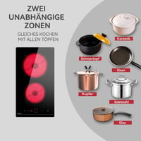 Hermitlux 2 égőfejes beépíthető elektromos főzőlap, 29 cm, 3300 W, érintésvezérlés 7