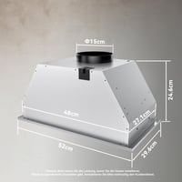 Hermitlux 52 cm beépíthető páraelszívó, 750 m³/h légáramlás, 60 dB, ezüst - TB02-52CM A 2