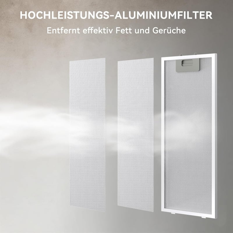 Hermitlux 60 cm-es Páraelszívó LED Világítással, 360 m³/h Szellőzés, Aktívszén Szűrő