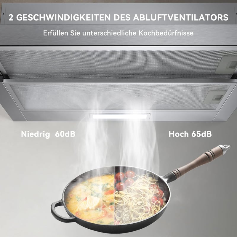 Hermitlux 60 cm-es Páraelszívó LED Világítással, 360 m³/h Szellőzés, Aktívszén Szűrő