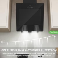 Hermitlux 60 cm fekete páraelszívó A+++ recirkuláció 650 m3/h érintővezérlés 4 fokozat 59 dB 5