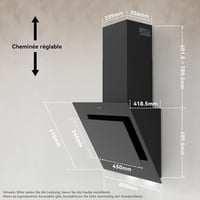 Hermitlux 60 cm fekete páraelszívó A+++ recirkuláció 650 m3/h érintővezérlés 4 fokozat 59 dB 2