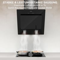 Hermitlux 60 cm fekete páraelszívó A+++ recirkuláció 650 m3/h érintővezérlés 4 fokozat 59 dB 4
