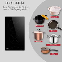 Hermitlux Beépíthető Kerámia Főzőlap - 29 cm Fekete Üveg, 2 Zónás, 3300W, Érintőszenzoros Vezérlés, Gyerekzár, Időzítő, Kompakt 7