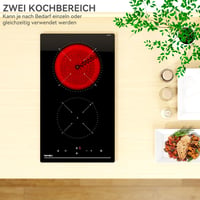 Hermitlux Beépíthető Kerámia Főzőlap - 29 cm Fekete Üveg, 2 Zónás, 3300W, Érintőszenzoros Vezérlés, Gyerekzár, Időzítő, Kompakt 4
