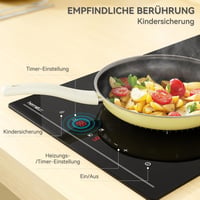 Hermitlux Beépíthető Kerámia Főzőlap - 29 cm Fekete Üveg, 2 Zónás, 3300W, Érintőszenzoros Vezérlés, Gyerekzár, Időzítő, Kompakt 5