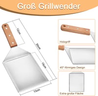Herogo 2 részes rozsdamentes grillspatula szett fa nyéllel 4