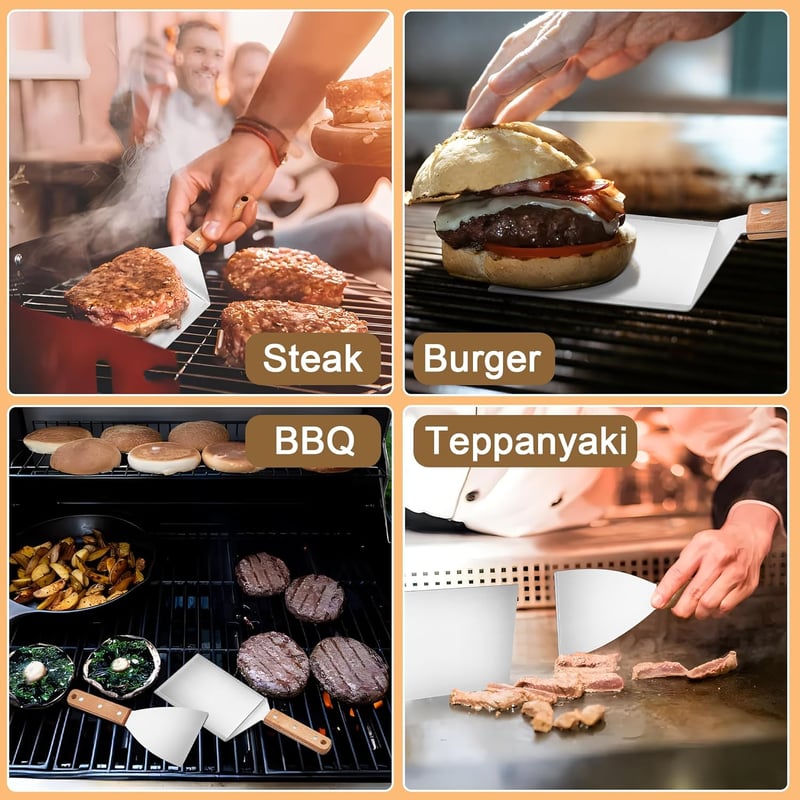 Herogo 2 részes rozsdamentes grillspatula szett fa nyéllel