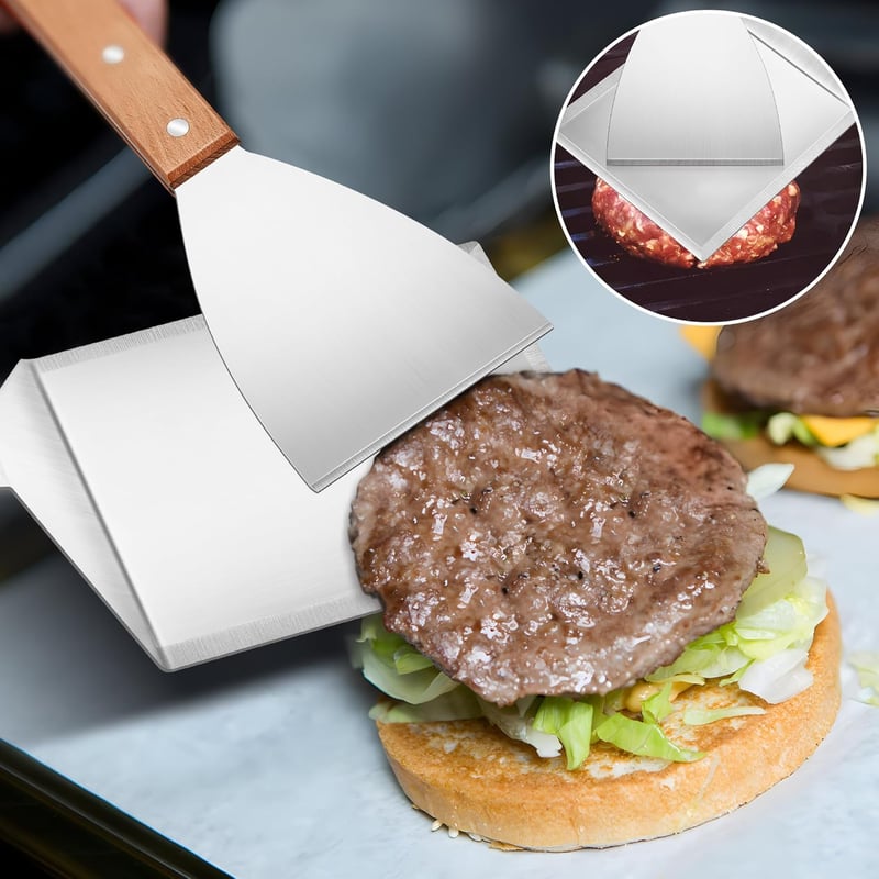 Herogo 2 részes rozsdamentes grillspatula szett fa nyéllel