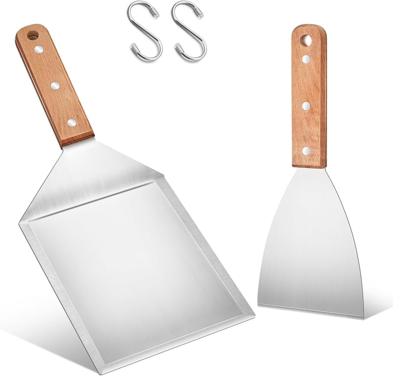 Herogo 2 részes rozsdamentes grillspatula szett fa nyéllel
