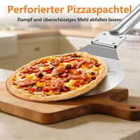 Herogo lopatka na pizzu, 7-palcová perforovaná okrúhla lopatka z nehrdzavejúcej ocele s odnímateľnou dlhou kovovou rúčkou pre ľahké kĺzanie, 17,8 x 19,5 x 115 cm 4