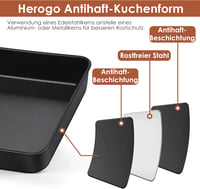 Herogo rozsdamentes négyzet sütőforma szett 2 db 21x21 cm 3