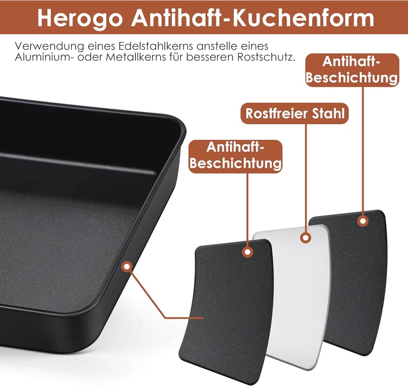 Herogo rozsdamentes négyzet sütőforma szett 2 db 21x21 cm