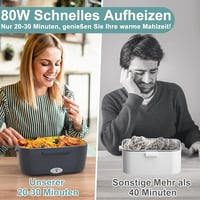 Herrfilk 80W Elektromos Ételmelegítő Doboz 2x1,5L Rozsdamentes Acél Ételtartóval, Hőszigetelt Táskával, 3in1 Feszültség, Autóba, Irodába 3