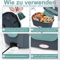 Herrfilk 80W Elektromos Ételmelegítő Doboz 2x1,5L Rozsdamentes Acél Ételtartóval, Hőszigetelt Táskával, 3in1 Feszültség, Autóba, Irodába 8