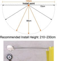 Hershii 7 karos zuhanyfüggöny tartó 144 cm-es fém sínnel és horogokkal 4