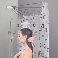 Hershii 7 karos zuhanyfüggöny tartó 144 cm-es fém sínnel és horogokkal 2