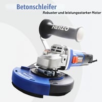 HERZO 1400W Betónová brúska a uhlová brúska s diamantovým brúsnym kotúčom a odsávacím krytom 125 mm s nastaviteľnými otáčkami 5