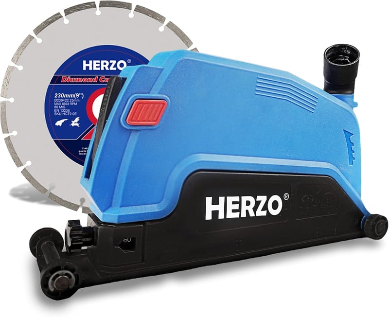 HERZO Porfelszívó Harang Sarokcsiszolóhoz 230 mm Gyémánt Vágótárcsával Alumínium Kék Porszívó Adapter