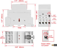 Heschen AC Kontaktor HS1-25, 4 Pólusú 2NO 2NC, 220V/240V, 25A, 35mm DIN Sín Szerelés, Háztartási Váltóáramú Relé 2