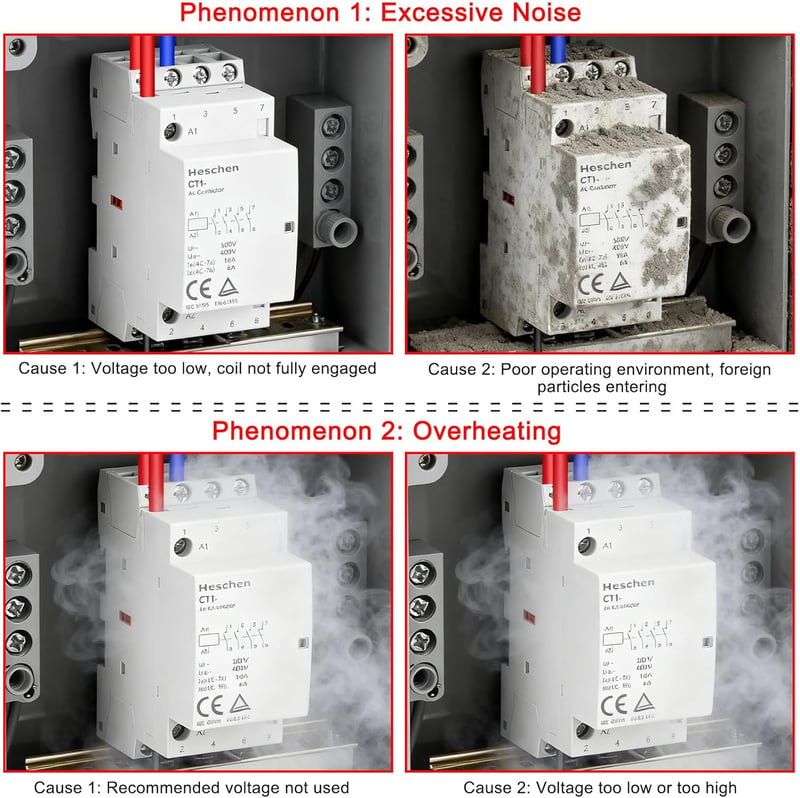 Heschen AC Kontaktor HS1-25, 4 Pólusú 2NO 2NC, 220V/240V, 25A, 35mm DIN Sín Szerelés, Háztartási Váltóáramú Relé