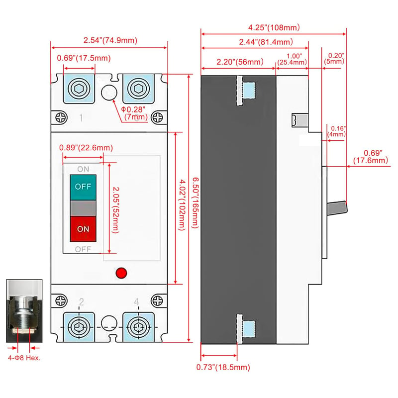 Heschen DC 250A Fotovoltaikus Áramköri Védőkapcsoló 550V Napelemes Rendszerhez