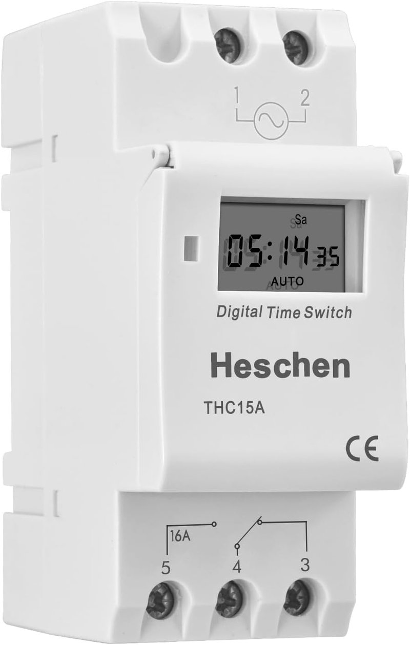 Heschen Digitális LCD Heti Programozható Időkapcsoló Relé 220-240V 16A DIN Sínre THC15A