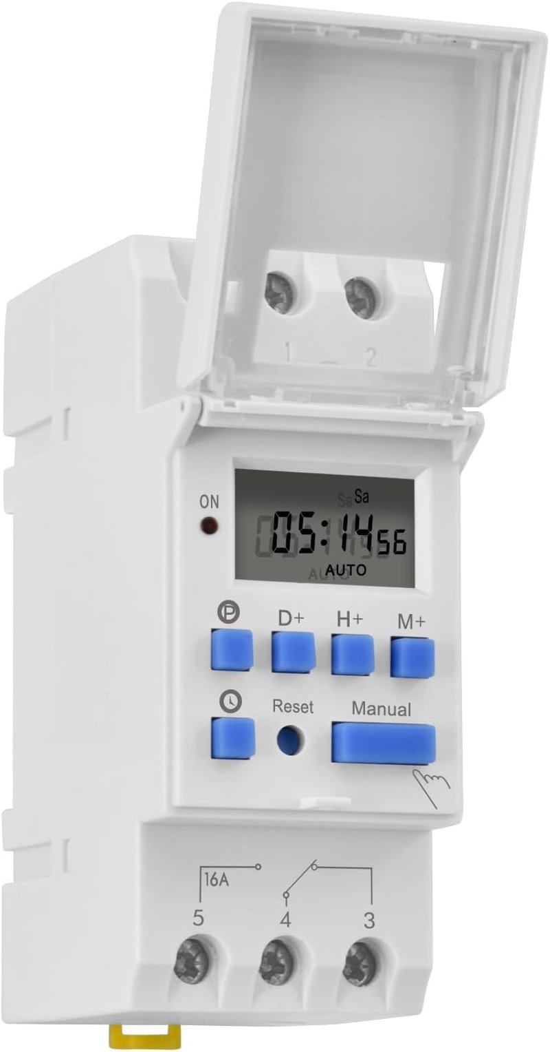 Heschen Digitális LCD Heti Programozható Időkapcsoló Relé 220-240V 16A DIN Sínre THC15A