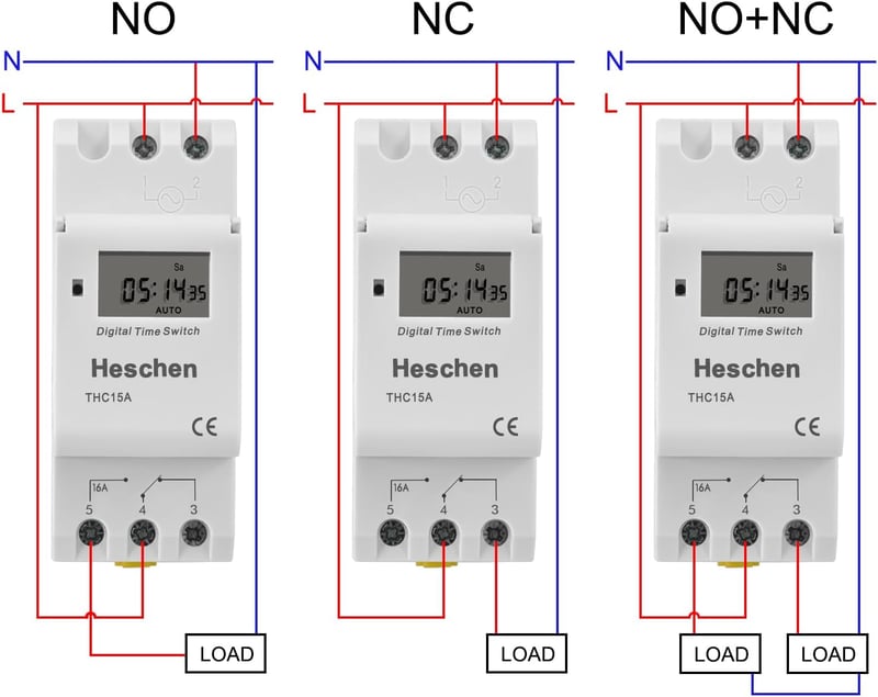 Heschen Digitális LCD Heti Programozható Időkapcsoló Relé 220-240V 16A DIN Sínre THC15A