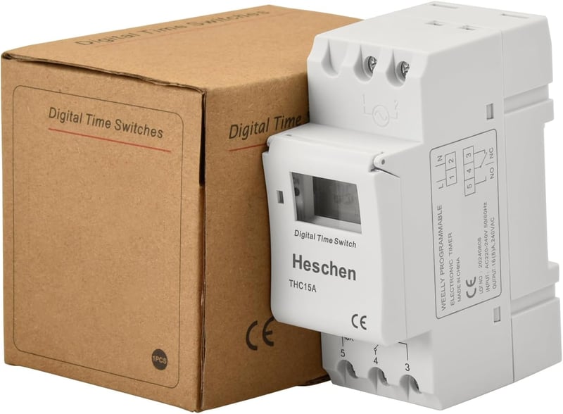 Heschen Digitális LCD Heti Programozható Időkapcsoló Relé 220-240V 16A DIN Sínre THC15A