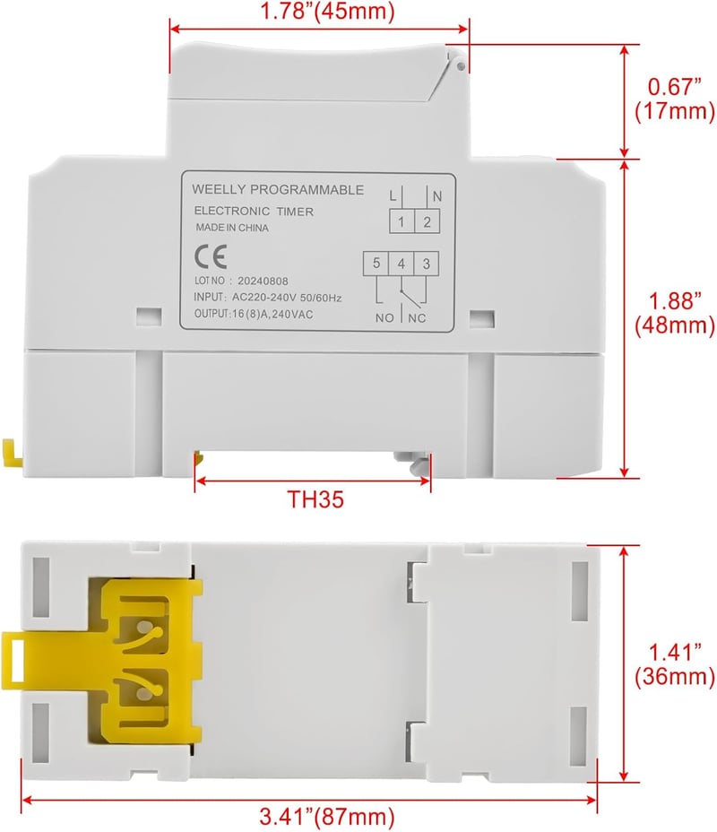 Heschen Digitális LCD Heti Programozható Időkapcsoló Relé 220-240V 16A DIN Sínre THC15A