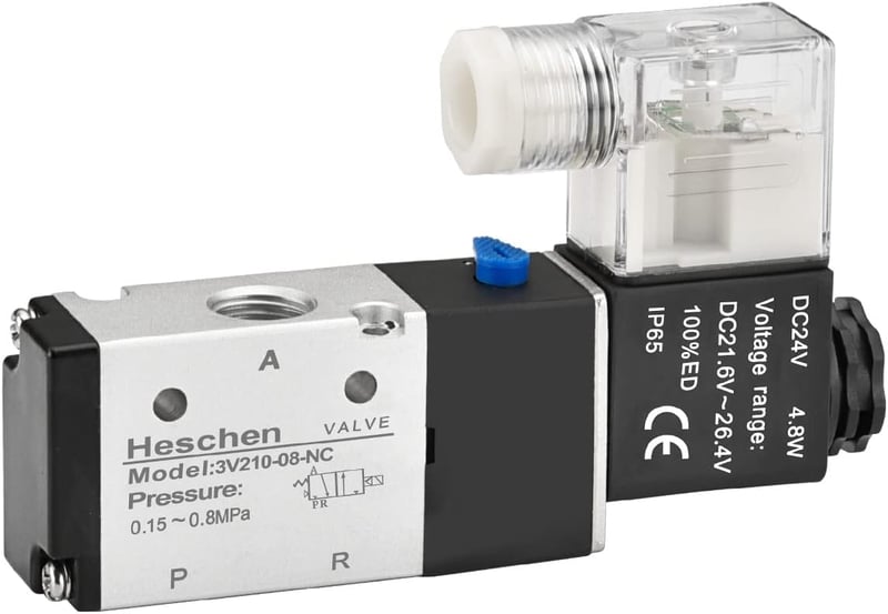 Heschen Elektromos Pneumatikus Mágnesszelep 3V210-08 24V DC 3/2 Utas PT1/4 Alumínium Ezüst-Fekete CE