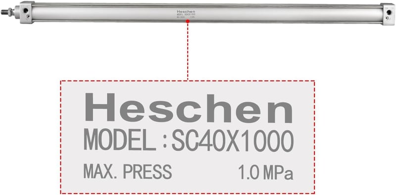 Heschen SC 40-1000 Pneumatikus Munkahenger, 40mm Átmérő, 1000mm Löket, Kétirányú Működés, PT1/4" Csatlakozó, M12x1.25 Dugattyú