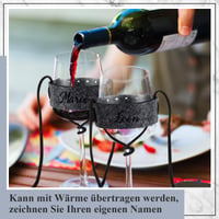 Hestya Set 4 Suporturi din Pâslă pentru Pahare de Vin, Agățabile, Gri, 33,5 x 3 x 0,2 cm, Suport pentru Pahare, Suport din Pâslă cu Agățătoare 5