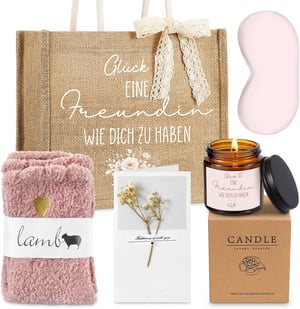 Set cadou pentru femei Hestya, saculet de cadou din iută, cu lumânări parfumate, coș wellness, Yellow White Black Pink Lotus Pink, pentru Crăciun, zi de naștere