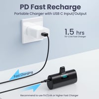 HETP Mini Powerbank 5200 mAh pre iPhone, 20W PD 4.0 rýchlonabíjanie, LCD displej, kompaktná externá batéria pre iPhone 14 Pro Max 13 12 11 XR XS 8 7 5