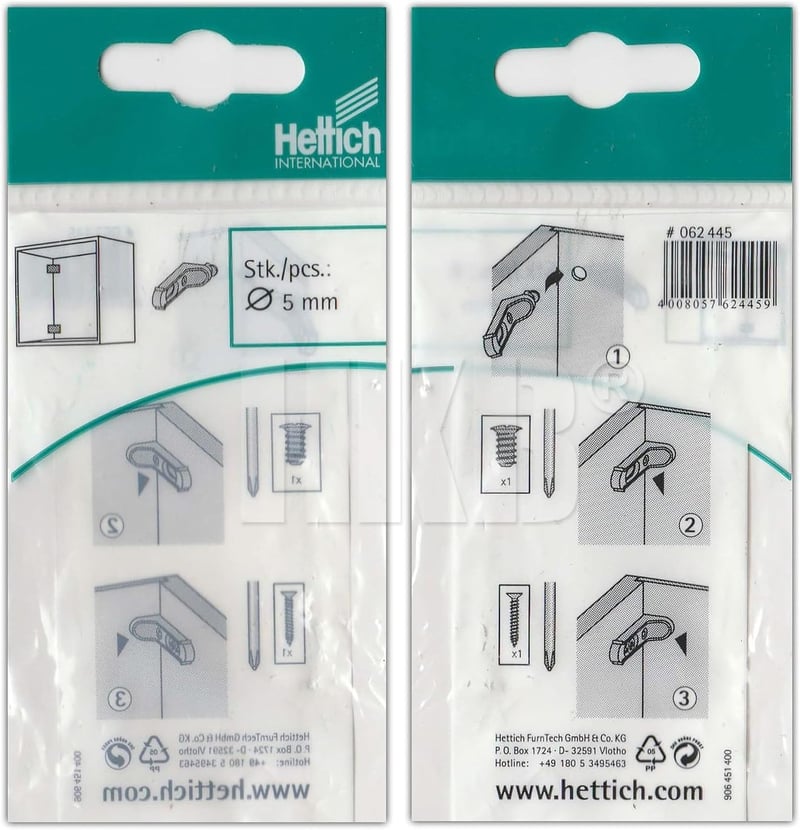 Hettich RV hátsó falpanel rögzítő csatlakozó készlet 8 db, 5 mm falvastagság, öntött nikkel bevonat, 62445