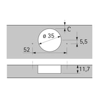 Závesová podložka Hettich Sensys 8657i - 3 mm, TH52, na naskrutkovanie 2
