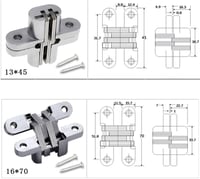 Heuskay 2 bucăți balama ascunsă pentru mobilă, balama invizibilă la 180 de grade, aliaj de zinc, 70 mm, pentru uși pliabile 3
