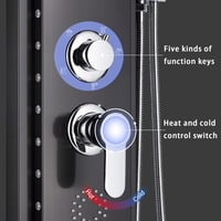 hevenaov Fekete LED Zuhanypanel Rozsdamentes Sarokszerelésű Esőzuhanyzó Rendszer 5